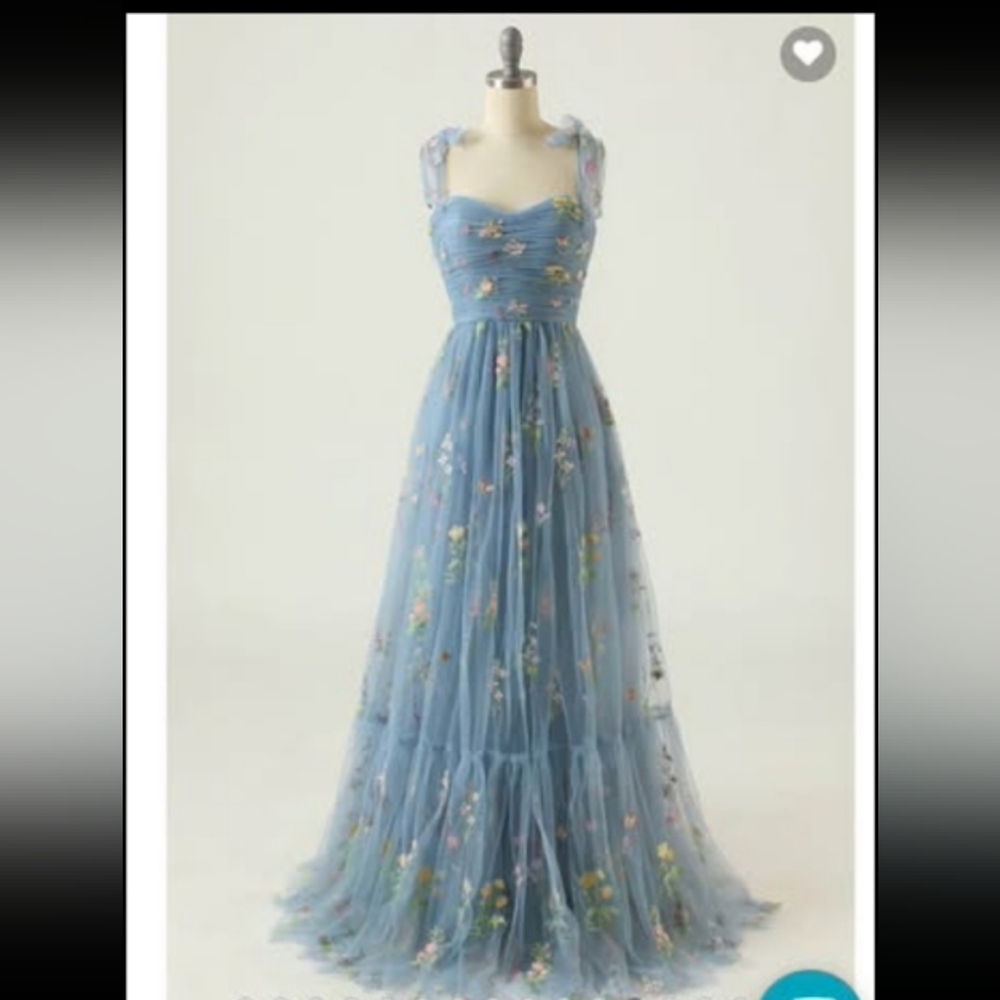 Elegant Blue Floral Women Dress